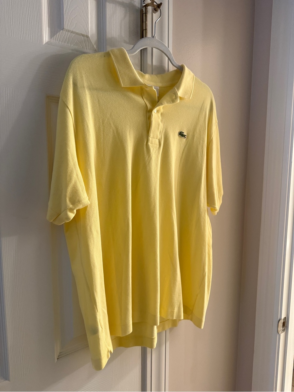 Lacoste Men's Pale Yellow Polo with Crocodile Logo